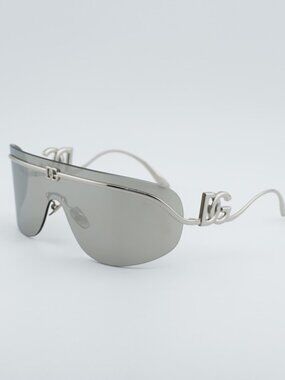 Dolce & Gabbana DG2320 05/6G Sunglasses Silver Shield Frame, Grey Lenses
